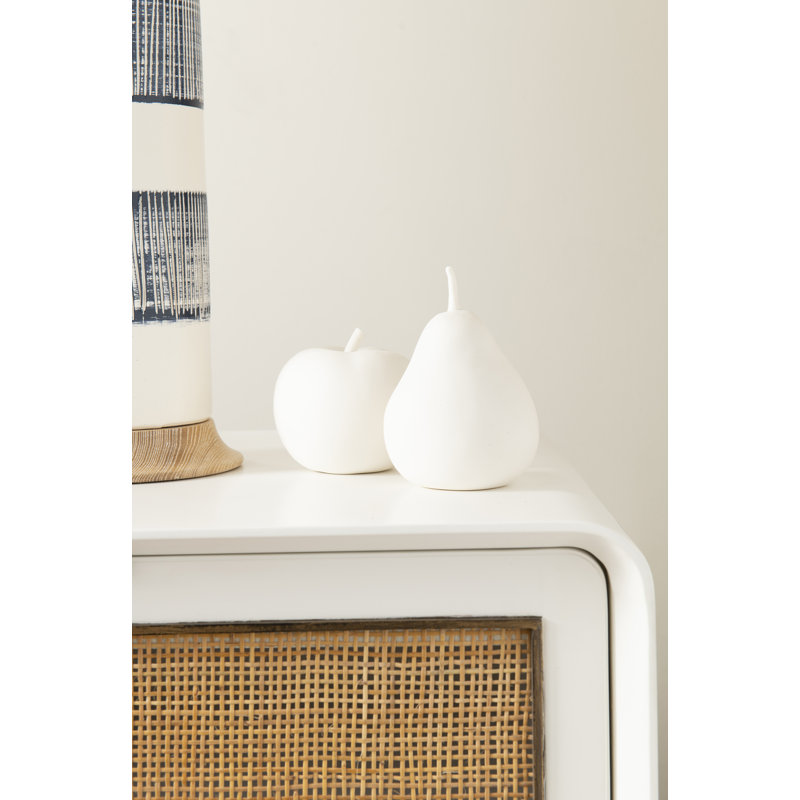 2 Piece Apple and Pear Porcelain Sculpture Set