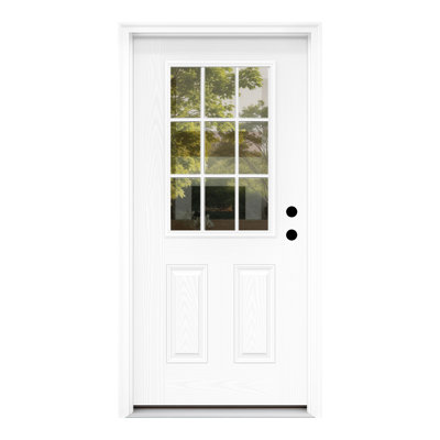 Ingram 36″ X 80″ Fiberglass Prehung Entry Door With Brickmould