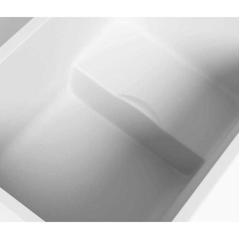 43" Acrylic Freestanding Bathtub With Seat: Spacious Rectangle Shape, Gloss White Finish, Chrome Overflow & Pop-Up Drain