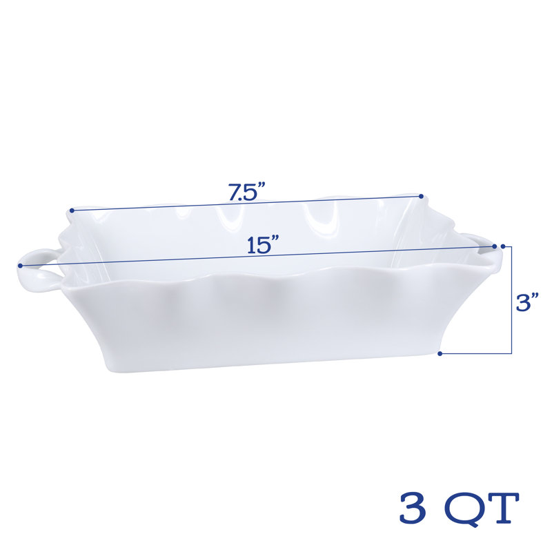 BIA Cordon Bleu White Wavy 3 Quart Rectangular Handled Baker