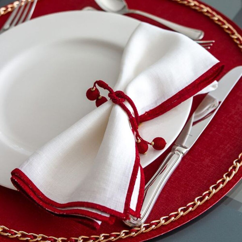 Porto Napkin Rings, Metallic Red