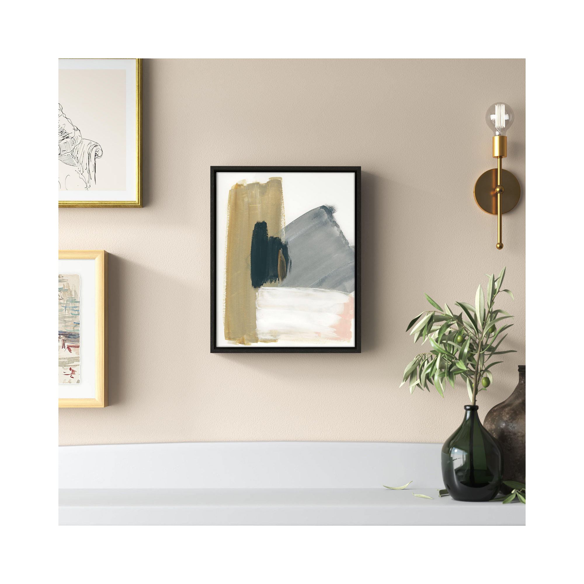 Marble Block Symmetry II by - Floater Frame Print on Canvas, 15.5" H x 12.5" W x 2" D, Espresso Framed