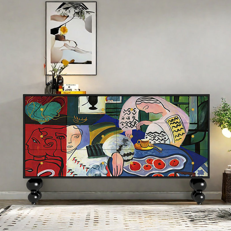 Armoire de rangement à 6 tiroirs Modern Light Luxury, Noir, noir, noir, noir