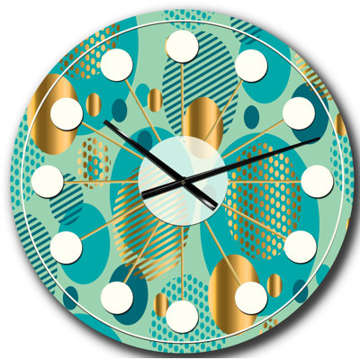 Or et bleu Dynamics II - horloge murale moderne Mid-Century