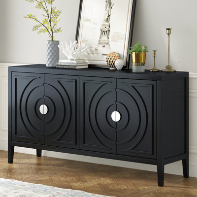 Retro Sideboard Cabinet In Black - Enhances Storage Capacity Of Your Home Function And Style