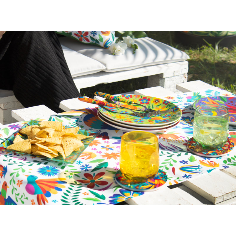 Excelsa Multicolored Mexican Flowers Table Runner