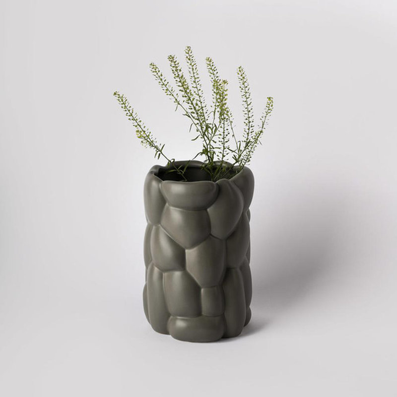 Cloud Handmade Eartenware Table Vase, Smoke Green, 8.27" H x 5.51" W x 5.51" D