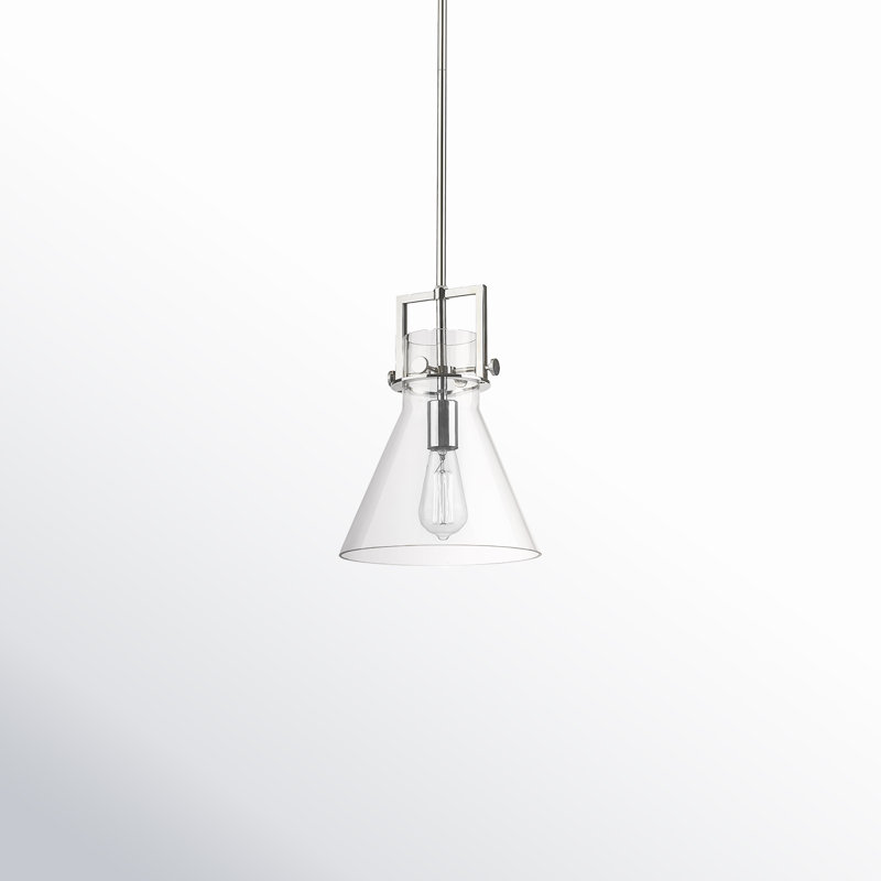 Luminaire suspendu avec tige 30 po Coterie, Transparent, Nickel poli, H 13,63 po x l 10 po x P 10 po