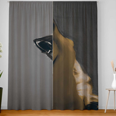 Gold Basset Hound Dog Blackout Curtains Pair | Home Decor