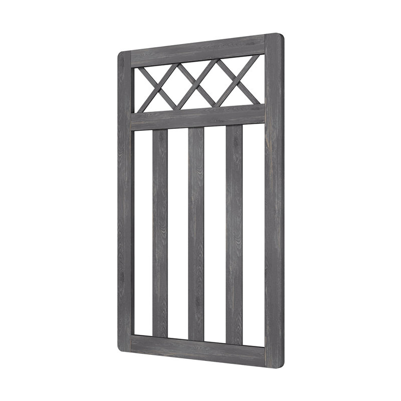 Solid Wood Gate, 120 cm H x 76 cm W x 3 cm D, Grey