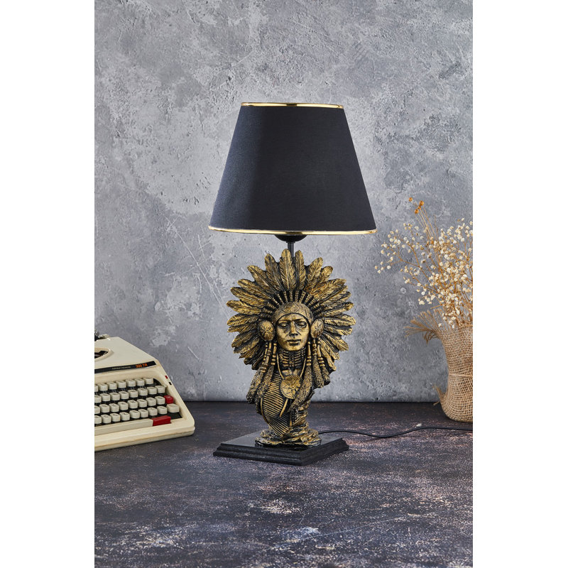 Lampe de table Danyale, Or, Noir