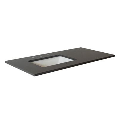 43 po comptoir en quartz gris et lavabo rectangulaire gauche