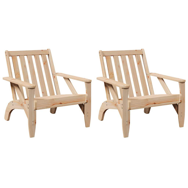 Garden Adirondack Chairs 2 Pcs 75X77x77 Cm, Natural Pine