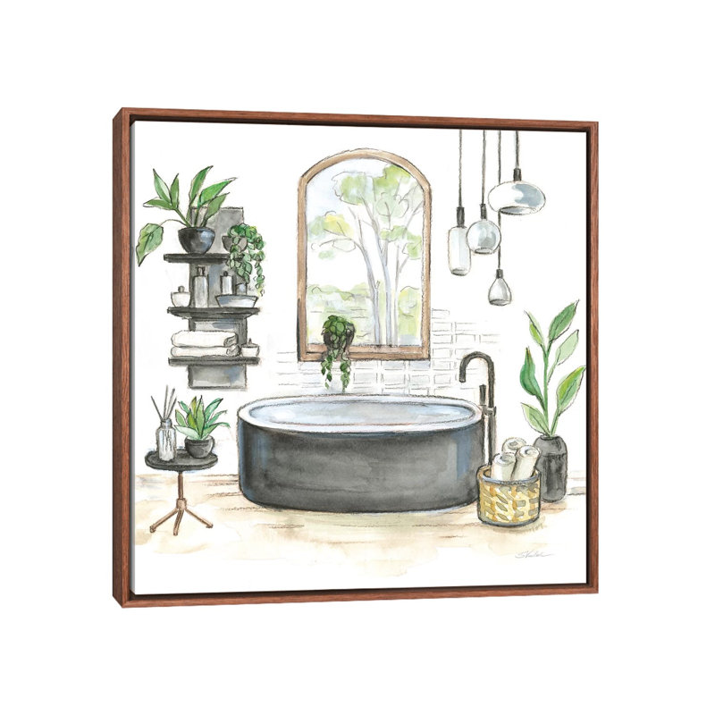 Baignoire noire I, H 26 po x l 26 po x P 1,5 po, Toile avec cadre en bois classique, Aucun mat