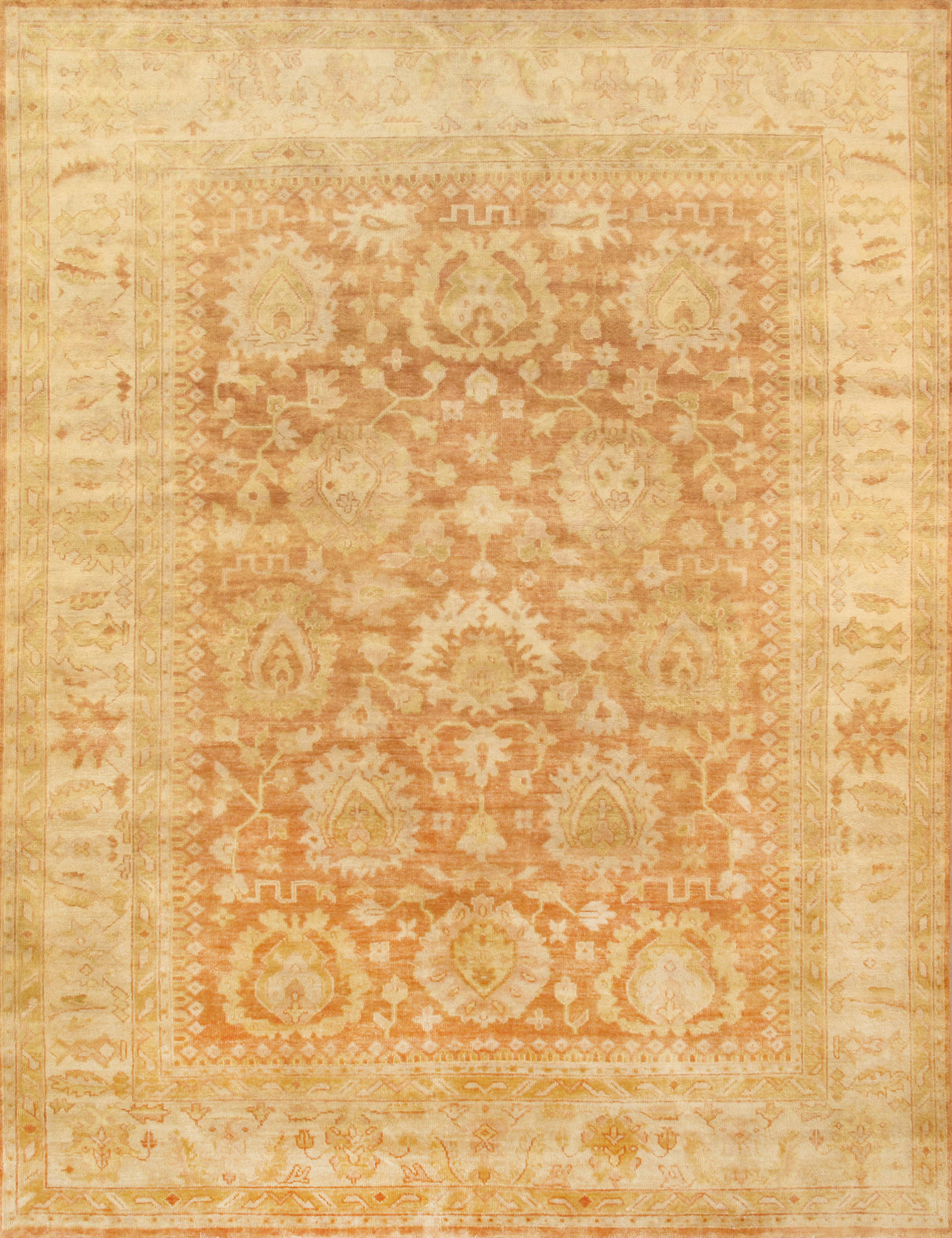 Pasargad Turkish Oushak Hand-knotted Coral-beige Wool Rug (3' x 7