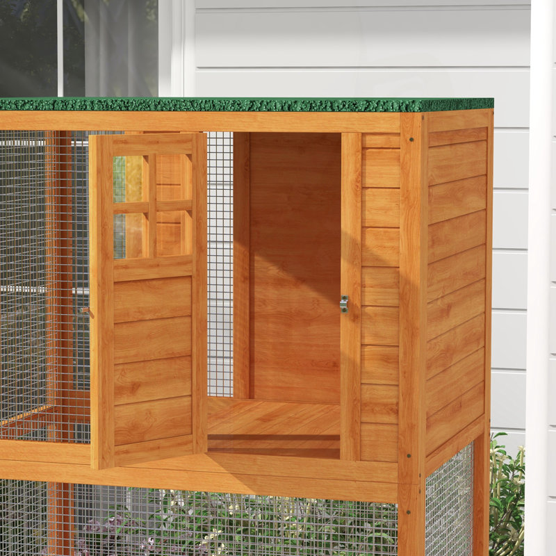 Maison pour chat polyvalente en bois avec des caractéristiques avancées pour un confort félin, Orange
