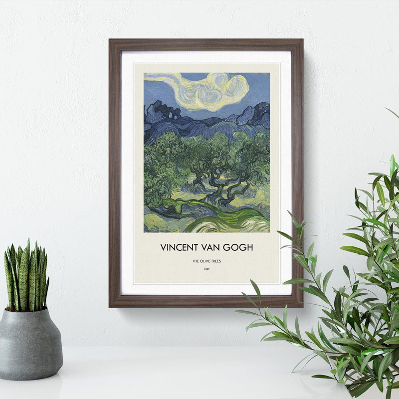 The Olive Trees by Vincent Van Gogh - Picture Frame Painting, Walnut Framed, 48cm H x 36cm W x 2cm D