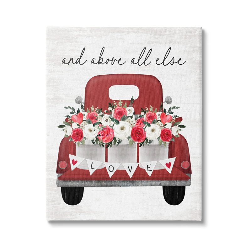 «Love Above All Else Truck» sur toile par impression à lettres et doublée, H 30 po x l 24 po x P 1,5 po