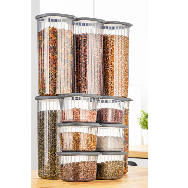 Ensemble de boîte de rangement durable (12 pièces), couleur anthracite | 6 x 6 x 3,8 pouces (6 boîtes) et 6 x 6 x 9,6 pouces (6 boîtes) | 100% plastique sans BPA, va au lave-vaisselle | Idéal pour organiser la maison, le bureau et l'artisanat