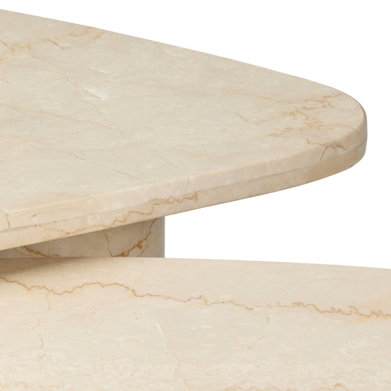 Zion Coffee Table Set - Merlot Marble, Cream