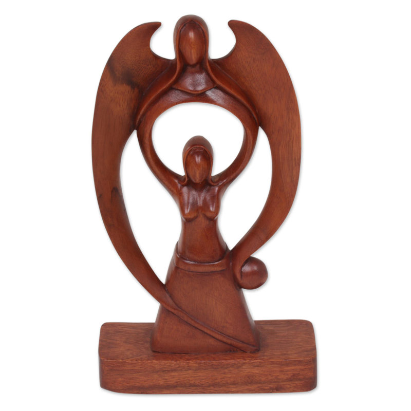 Figurine en bois femme et ange Langlie