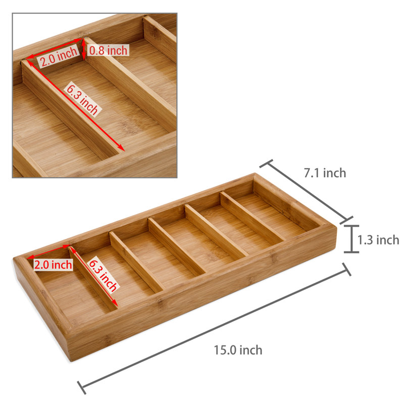 Wood 6 Compartment Makeup Organiser