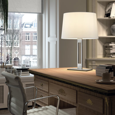Gre 56Cm Nickel Table Lamp with Outlet