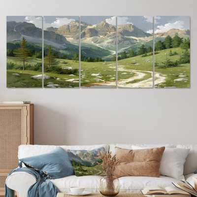 «Dolomites Mountains Farm Landscape II», ensemble d'art mural sur toile