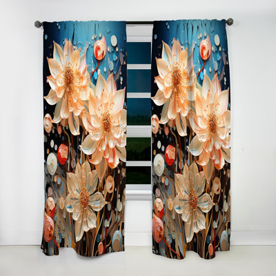 Khadeem China Art Graceful Blossoms VI - Global Curtain - Velvet Room Darkening - 1 Panel