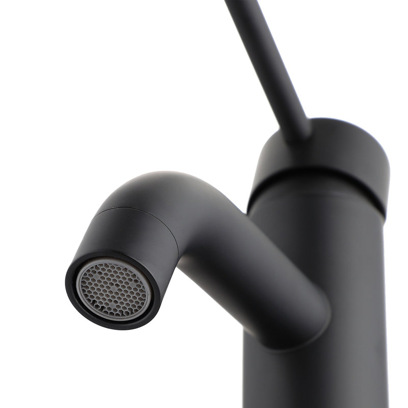 ADA Compliant Single Hole Bathroom Faucet - 6.57" High Stainless Steel Waterfall Faucet, Matte Black