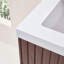 Meuble-lavabo mural simple 24 po en noyer foncé flottant 24 po avec lavabo en acrylique intégré blanc pré-assemblé et 2 tiroirs