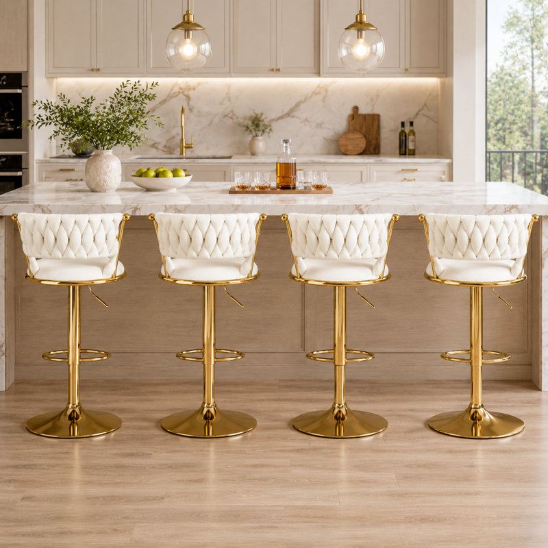Tabouret tournant en velours, Beige