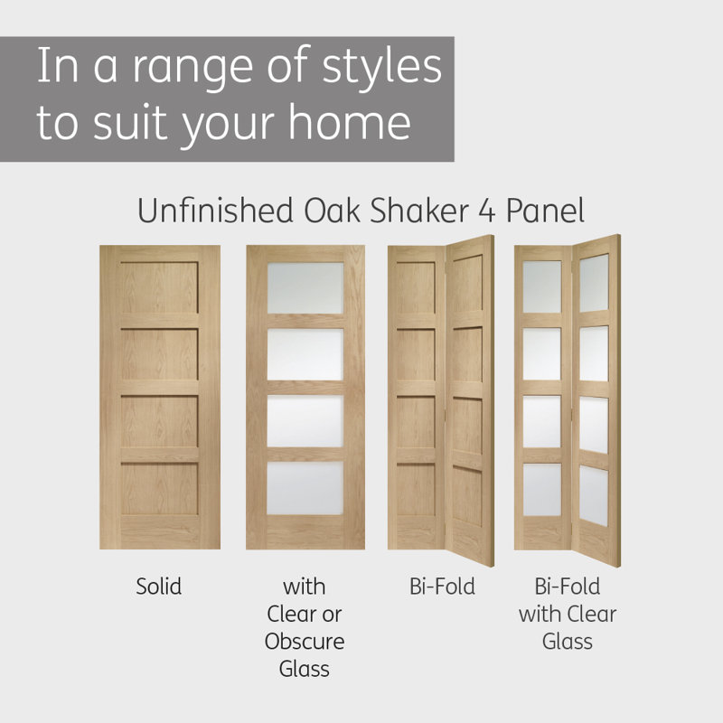 Internal Oak Shaker Bi-Fold, 1981mm H x 762 mm W x 35mm D