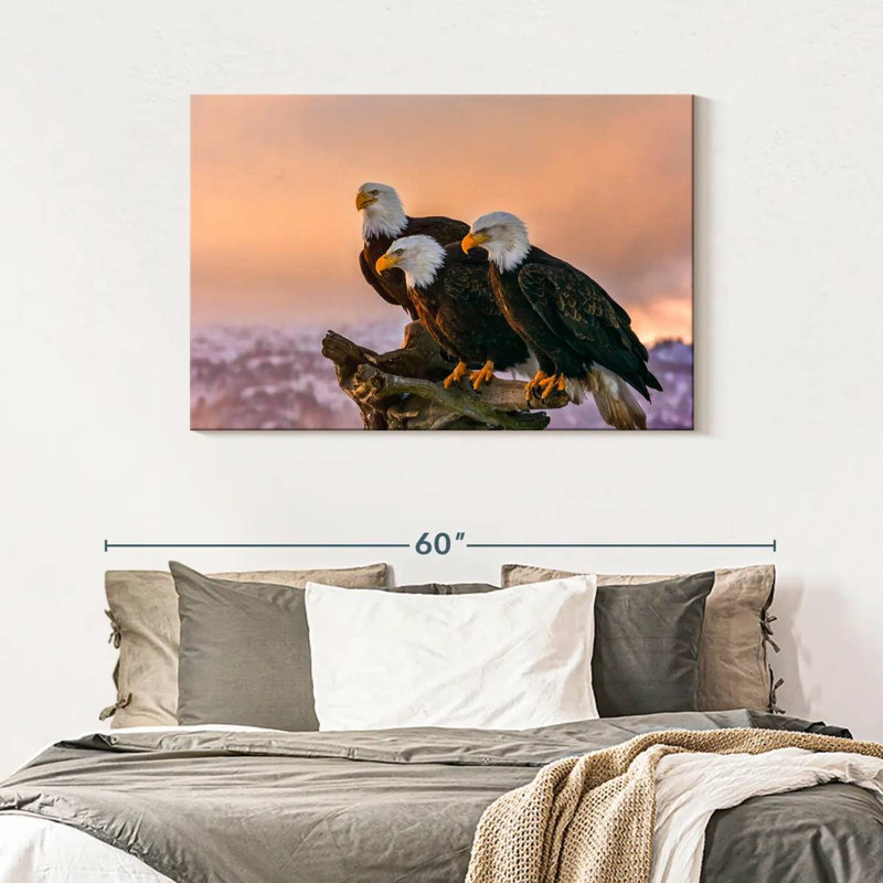 Brampt Three American Bald Eagles, 30" H x 45" W