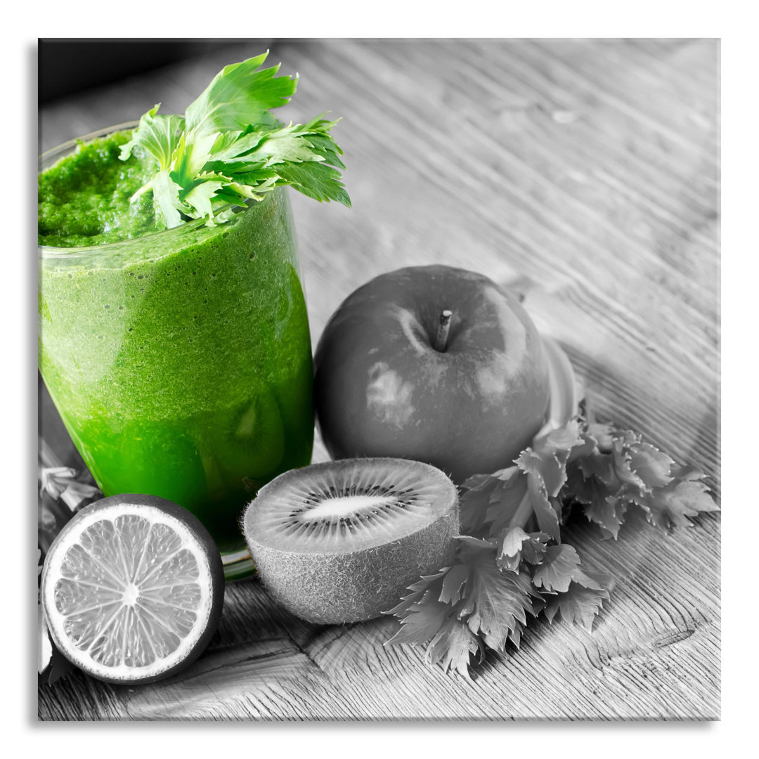 Glasbild Apfel, Limette, Kiwi Smoothie