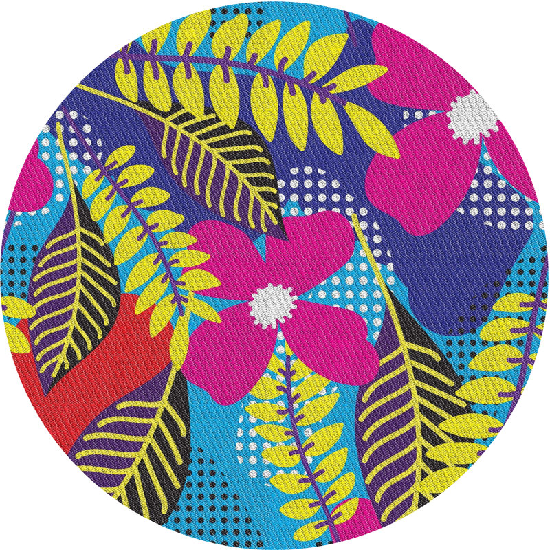 Floral Indoor Rug, Round 5'