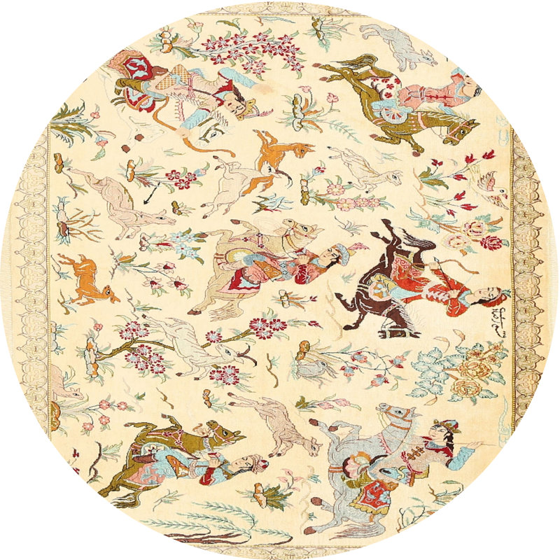 Tapis traditionnel lavable à la machine Makario, Rond 5 pi