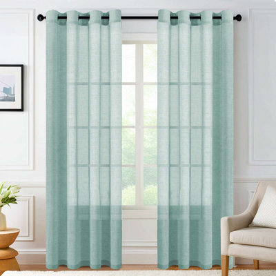 Linen Blended Textured Semi-Sheer Grommet Curtains - 37"/52" Widths Semi-Private & Light-Filtering Linen-Style Panels for Bedroom 
