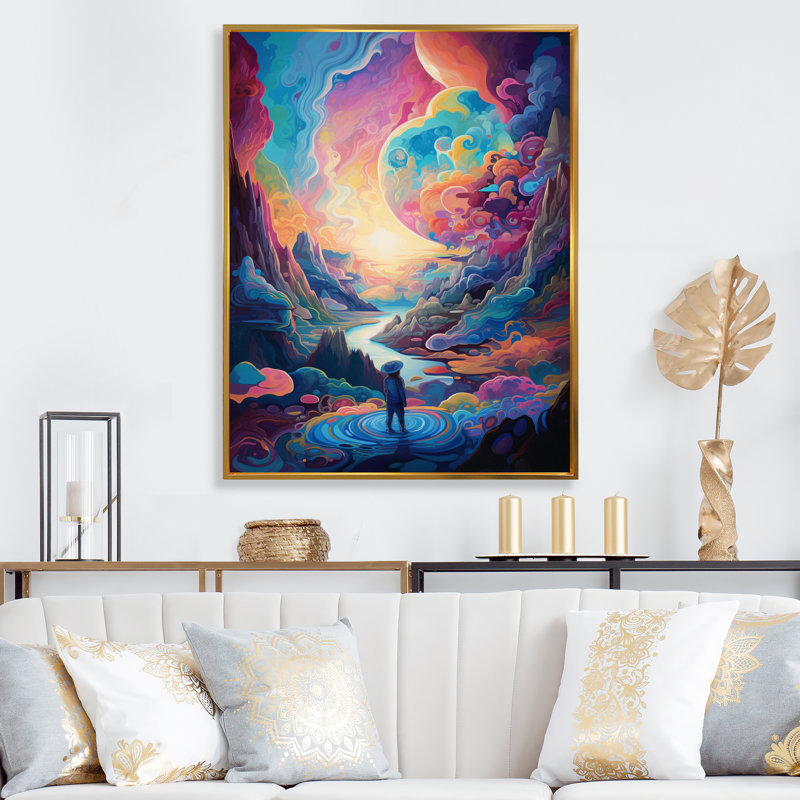 «Solitude Mysterious Rainbow Vision Landscape» - impression, H 32 po x l 16 po x P 1 po, Cadre flottant doré