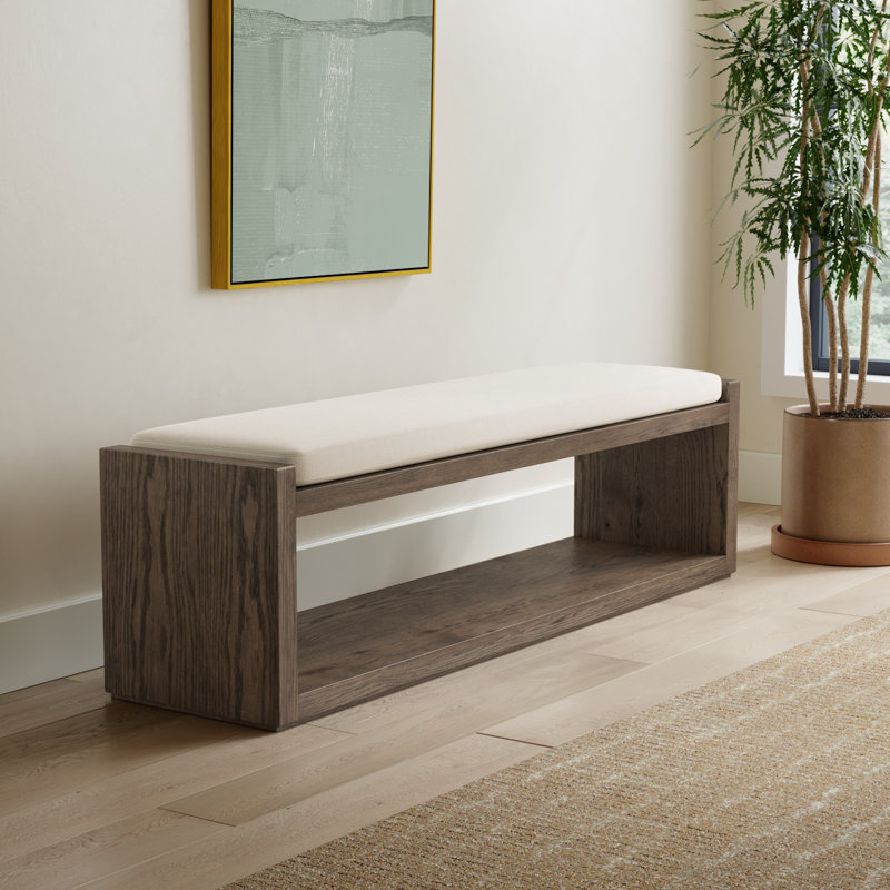 Crestfield Polyester Blend Upholstered Bench, Ivory