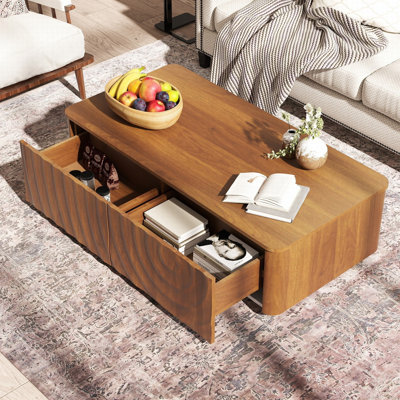 Mid Century Modern 47.2'' Rectangle Coffee Table With Storage Drawers