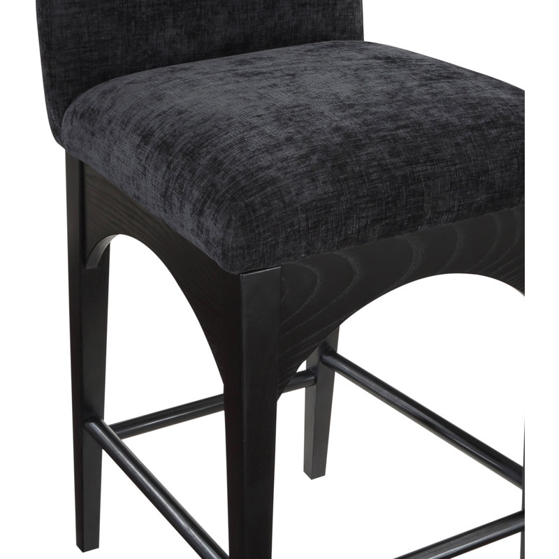 Tabouret de comptoir Waldorf, Noir, noir, noir, noir, Chenille noir