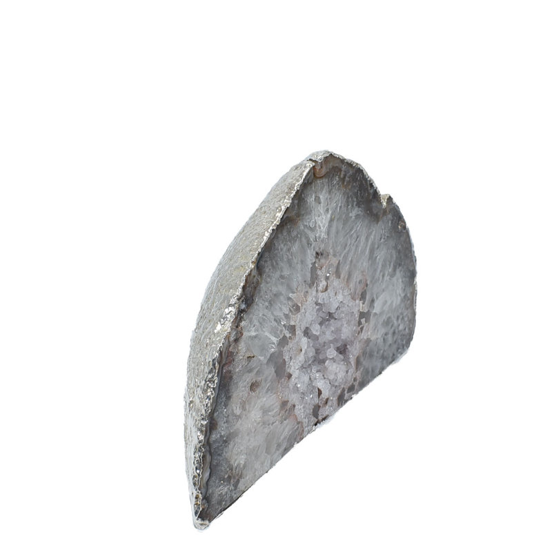 Agate / Geode Non-Skid Bookends, Gray/Silver, 4.5" H X 5.5" W x 2" D