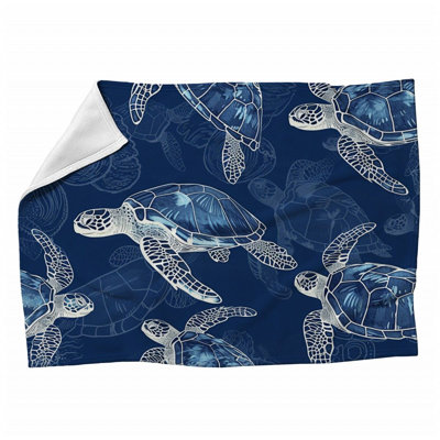 Turtles Marine Life Machine Printed Throw Blanket