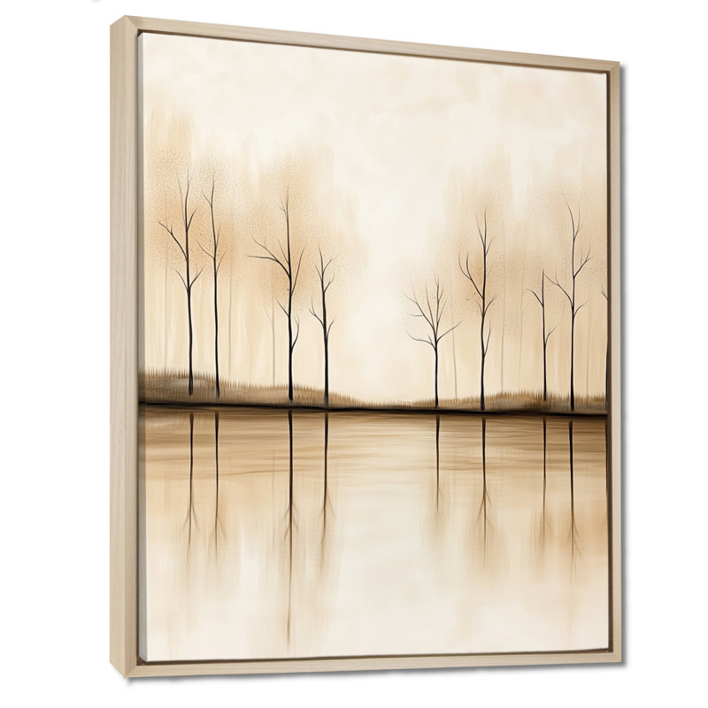 «Lake Reflection», art mural forêt d'automne, Arnaline, H 32 po x l 24 po, Cadre naturel flottant
