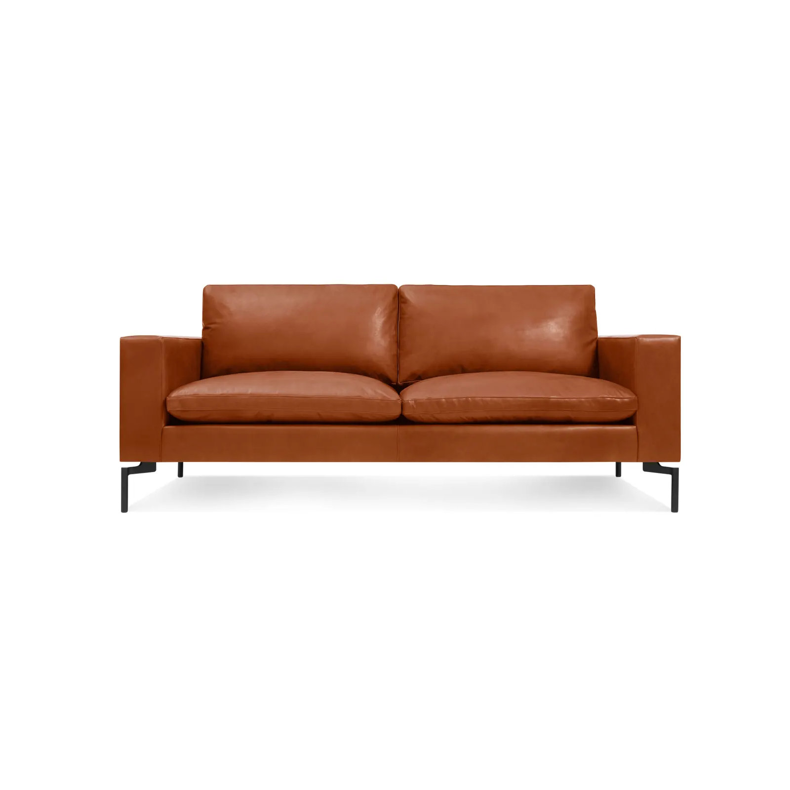 New Standard Upholstered Sofa, Toffee Genuine Leather, 32" H x 78" W x 35" D