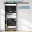 38"x 84" Metal and Clear Glass Sliding Barn Door with Installation Hardware Kit ( Soft-close Included)-1051180754-1052360809