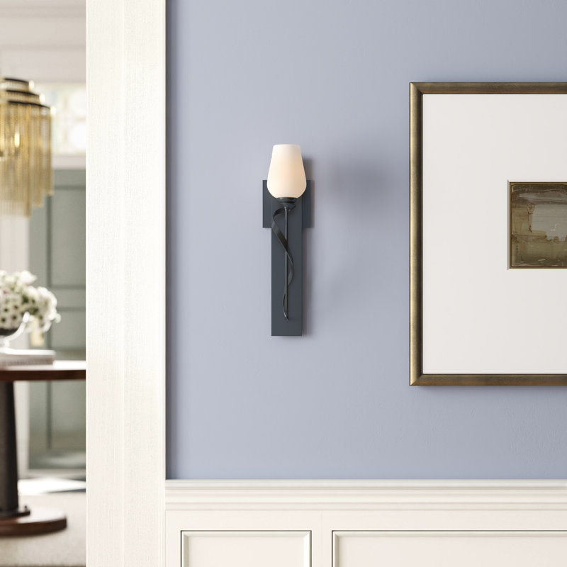 Flora 1 - Light Armed Sconce, Black, Opal White