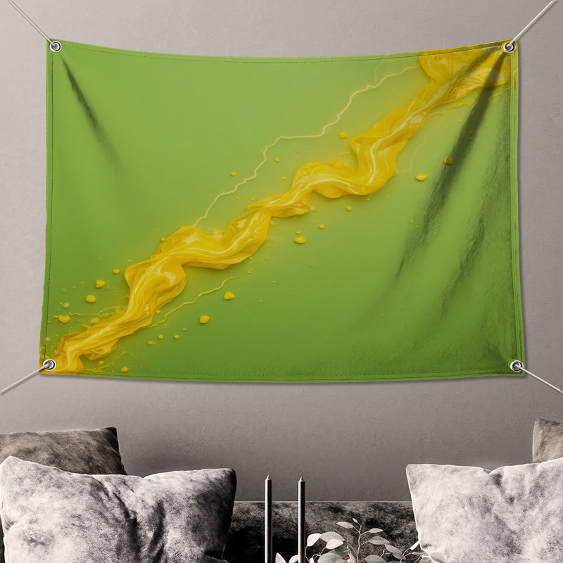 Tapisserie murale «Yellow Paint Splash» - décoration murale Splash, 50in H x60in W with 4 Grommets