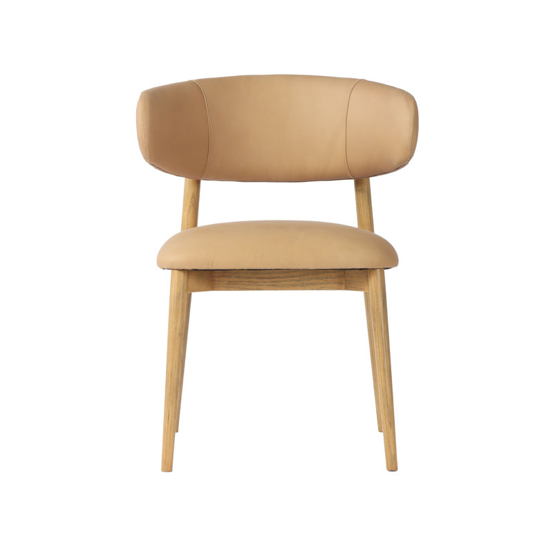 Chaise rembourrée en cuir Olimpio, brun clair